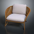 Rattan Wicker Chair With White Cushion And Modern Design