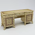 Antique Carved Dresser With Ivory And Brown Finish Curved Legs And Drawers