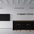 Modern Public Office Space Design With Pendant Lights Black Bar And High Stools