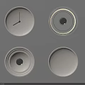 Modern Round Wall Decor With White Metallic Textured And Clock Like Designs 3d model