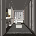 Modern Walk-in Closet Interior Design With Glass Door Cabinets Dressing Table And Bench