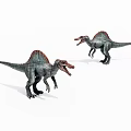 Two Spinosaurus Dinosaur Models With Red Sails And Gray Bodies On White Background 3d model