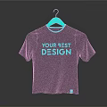 Black T-shirt With Blue YOUR BEST DESIGN Text On Blue Hanger Gray Background