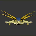Yellow Winged Angelic Toy Figure With Open Arms And Shiny Armor