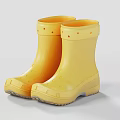 Yellow Kids Rain Boots With Polka Dot Design And Non Slip Rubber Soles