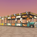 Functional Food Truck For Mobile Catering With Multiple Stalls And Advertising Displays