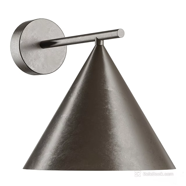 Sleek Modern Wall Light With Metallic Conical Shade And Round Base Design 3d model 