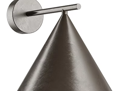 Sleek Modern Wall Light With Metallic Conical Shade And Round Base Design 3d model