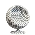 Stylish Spherical Leisure Chair With Metallic Exterior Brown Cushions And Silver Base