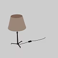 Modern Table Lamp With Beige Lampshade Black Metal Stand And Power Cord