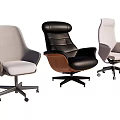 Three Modern Office Chairs With Fabric Leather Upholstery And Ergonomic Designs