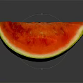 Fresh Watermelon Slice with Red Flesh and Green Rind on Black Background
