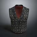 Elegant Dark Colored Vest With Light Patterned Design And Front Pocket Details 3d model