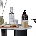 Modern Bathroom Set With Reed Diffuser Hand Soap Bottle And Marble Tray Decor