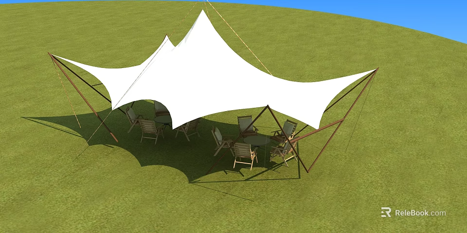 Industrial Equipment White Tensile Membrane Canopy With Supporting Frame For Outdoor Use 3d model 
