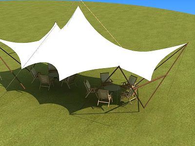 Industrial Equipment White Tensile Membrane Canopy With Supporting Frame For Outdoor Use 3d model