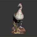 Artistic Detailed Pink And White Duck Sculpture With Vibrant Decorative Base