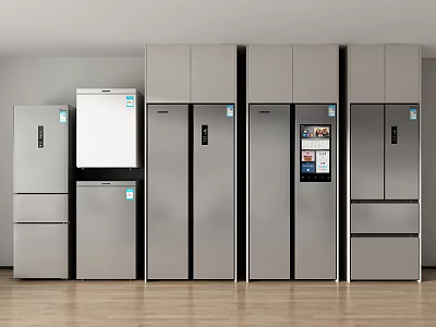 Different Styles of Modern Stainless Steel Refrigerators and Freezers for Kitchens 3d model