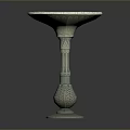 Tall Carved Green Pedestal Vase With Intricate Decorative Base And Rim