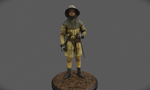 Light armed medieval knight 3d model