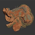 Wood And Stone Composite Rock Structure Featuring Holes And Layered Texture