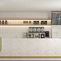 Modern Bubble Tea Shop Interior With Marble Counter Coffee Machines And Tile Walls Design