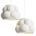 Multiple White Cloud Shaped Pendant Lights With Textured Rounded Bumps Surface Design 3d model