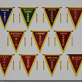 Colorful Triangular Honor Banners with Chinese Text and Golden Tassels