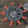 Concrete Construction Components Being Lifted With Crane Chains And Steel Cages At Construction Site