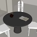 Middle Ancient Dining Table and Chair Solid Wood Dining Table and Chair Round Dining Table and Chair 3d model