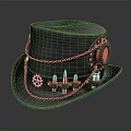 Black Gothic Style Hat With Chains Gears And Spikes As Lifestyle Product