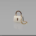 Stylish White Handbag With Bamboo Handle And Gold Chain Design