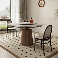 Middle Ancient Round Dining Table and Chair 3d model