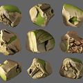 Rockery Stones With Green And Beige Textured Surfaces For Garden Decoration