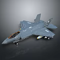 Gray Fighter Jet Model With Open Cockpit And Weapon Attachments Under Wings 3d model