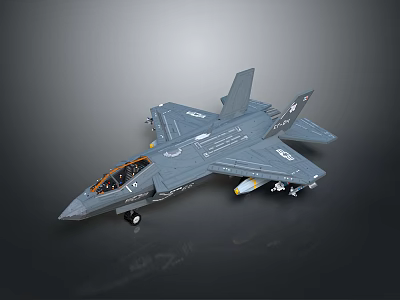 Gray Fighter Jet Model With Open Cockpit And Weapon Attachments Under Wings 3d model