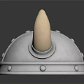 Viking Helmet Sculpture With Curved Horns And Decorative Metal Rivets Design