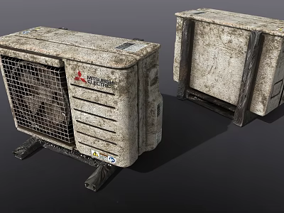 Mitsubishi Heavy Industries Air Conditioning Fan Units With Worn Exterior Metal Structure And Ventilation Grilles 3d model
