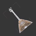 Triangular Wooden Stringed Musical Instrument with Art Supplies Design Elements 3d model