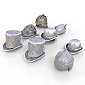 Medieval Silver Metal Helmets Collection With Various Designs And Decorative Styles