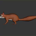Red Squirrel 3D Modeled Game Movie Character With Standing Pose Orange White Fur Pink Ears