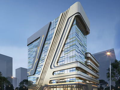Modern Office Building With Sleek Architectural Design And Glass Curtain Walls 3d model