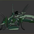 Futuristic Green Mechanical Spider Creature With Multiple Legs And Small Controller 3d model