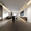 Modern Living and Dining Room Interior With Dining Table Sofa And Decorative Paintings