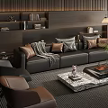 Modern Living Room Interior Design With Gray Sofa Pillows Marble Coffee Table And Area Rug
