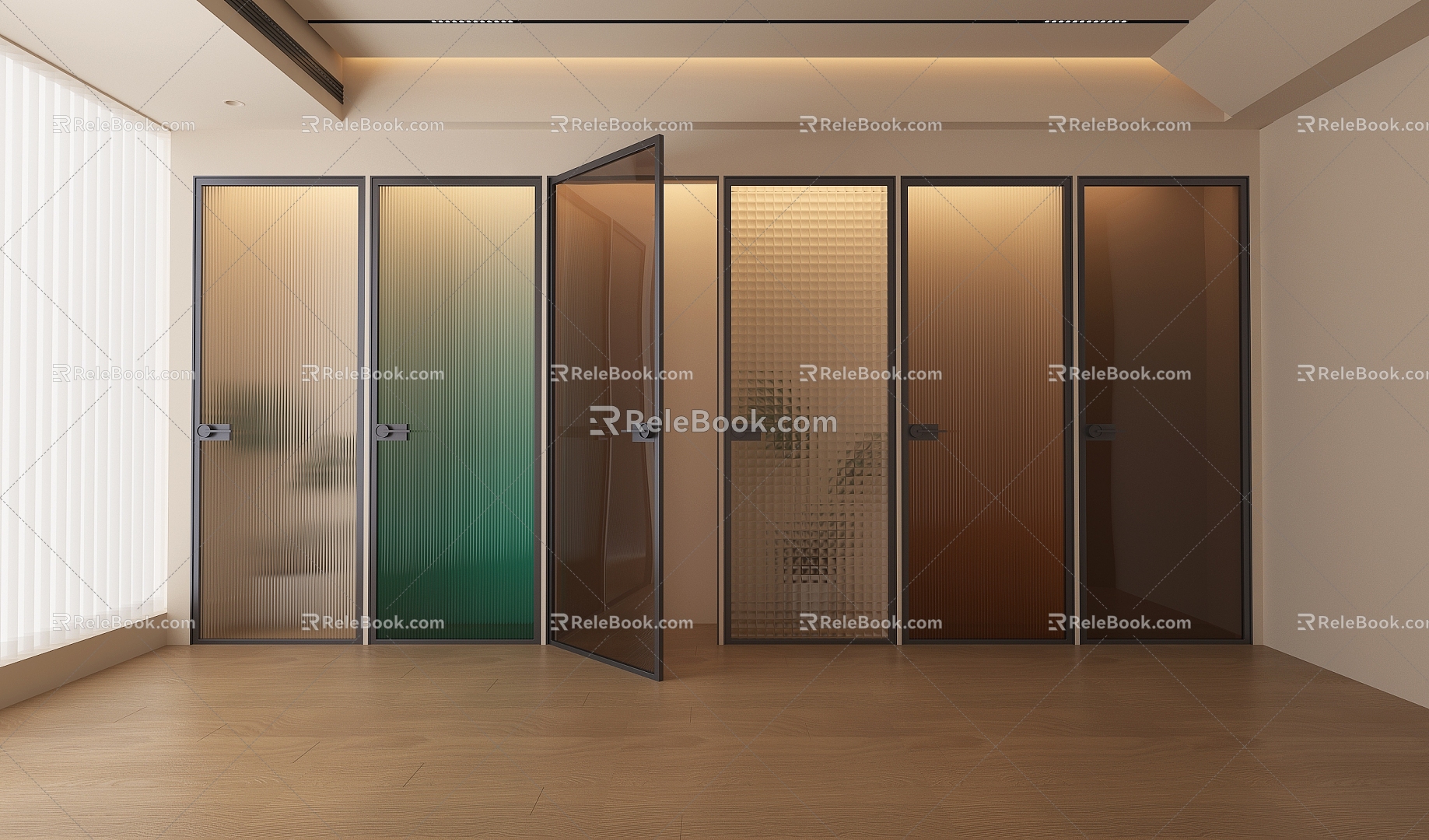 Door Glass Door Changhong Glass Door Bathroom Door Kitchen Door Gradient Glass Door 3d model