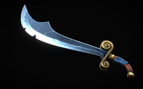 Modern Scimitar Sword Treasure Knife 3d model