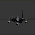 Silver Military Fighter Jet Aircraft With Wings Tail Fins And Mounted Weapons On Gray Background