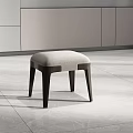 Modern Minimalist Sofa Stool With Upholstered Light Gray Seat And Wooden Legs In Minimalist Interior