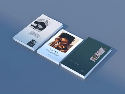 Books and Magazines with Architectural Image Portrait and Green Cover Artwork 3d model
